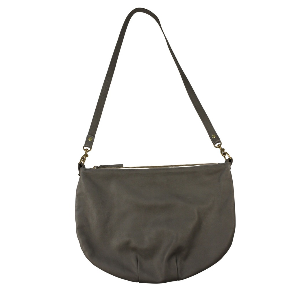Clare V Moyen Messenger Taupe Leather Crossbody Slouchy Bag